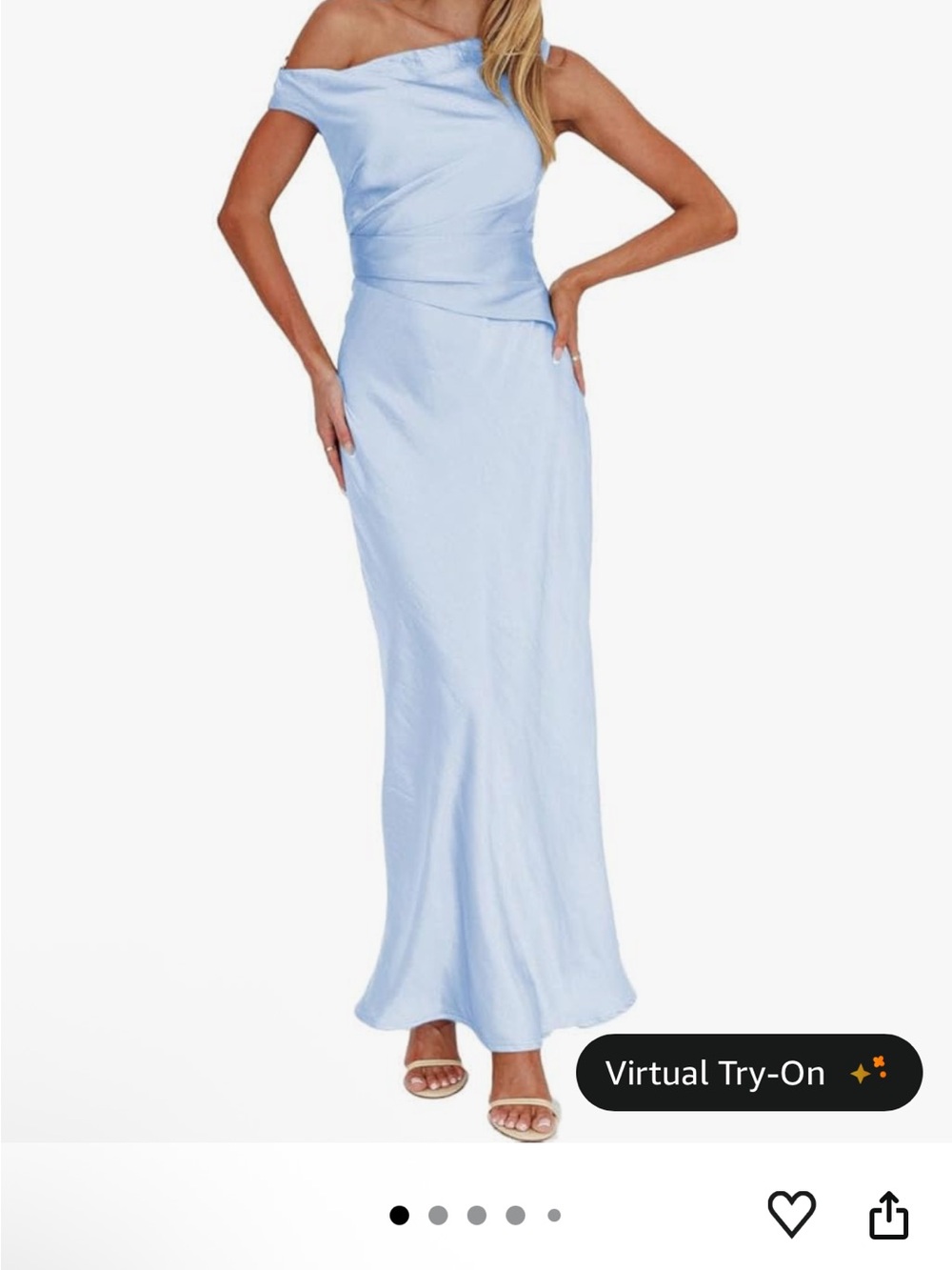 Wishlist Light Blue Satin One-Shoulder Dress